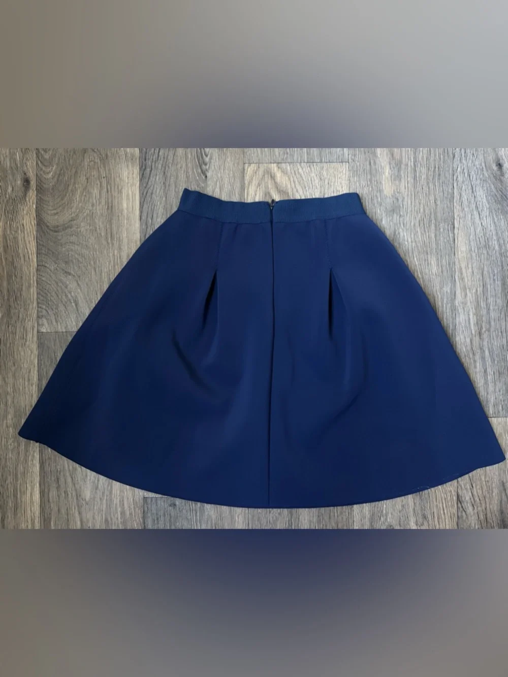 Vintage Essentiel Antwerp Blue Pleated A-Line Short Skirt Zip Closure Women's 36